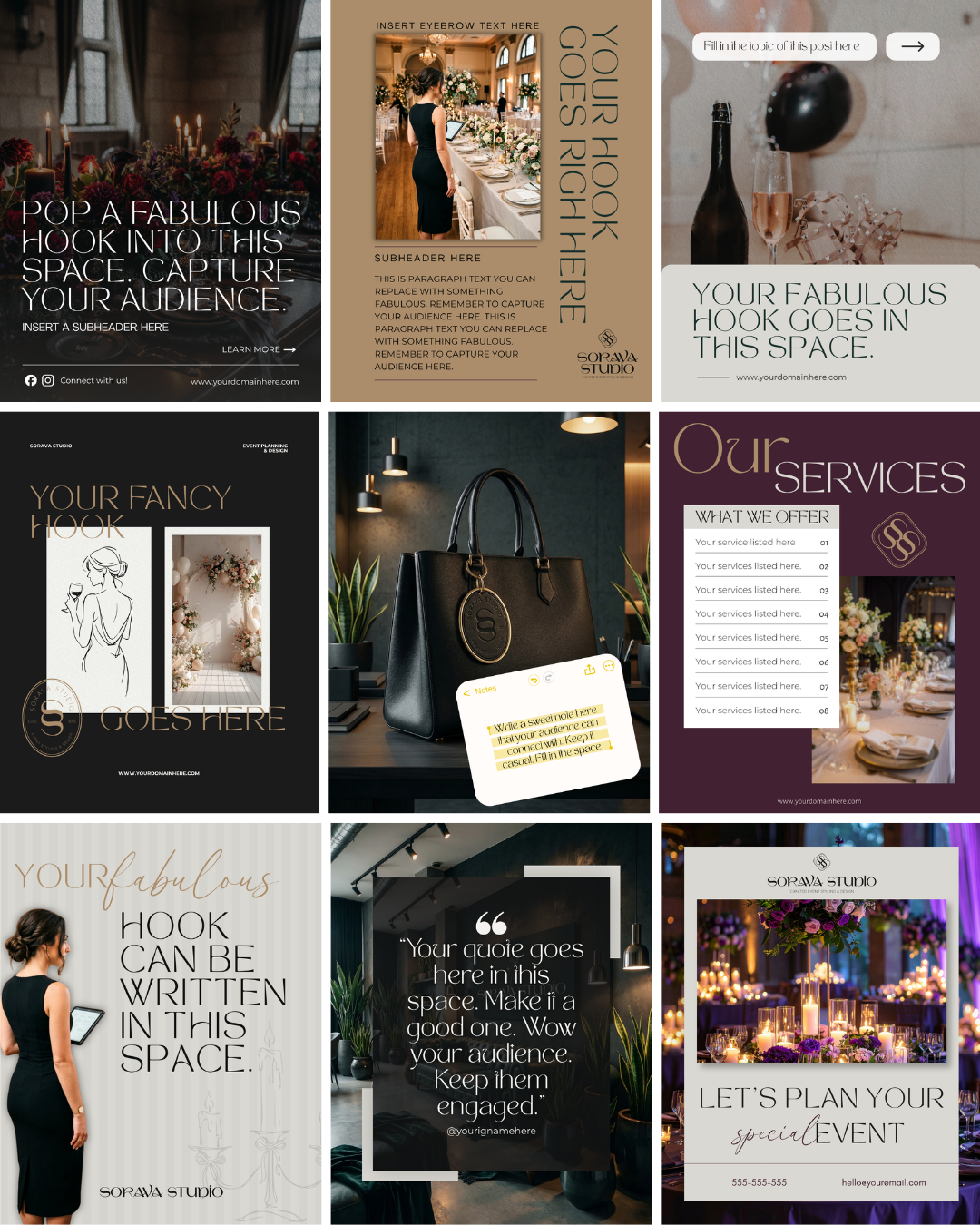 social templates for event stylist
